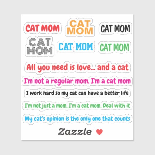 11 STKS Schattigee moeder citaten | Grappige kat m Sticker (Vel)