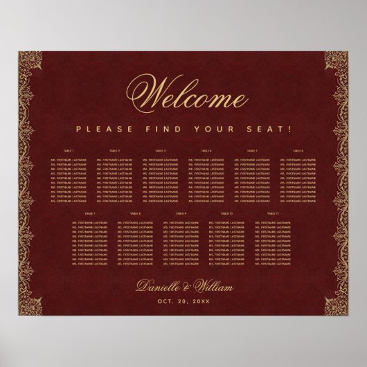 11 Tabel Bourgogne Rode  goudgassette Poster (Voorkant)