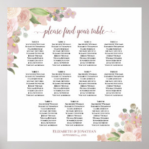 11 Tabel Elegant roze bruinkoolzaadkaart Poster