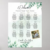 11 Tabel Greenery PHOTO Seating Chart Welcome Poster (Voorkant)