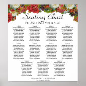 11 Tabel Rode Herfst Rozen Wedding Seating Chart Poster (Voorkant)