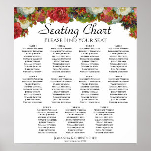 11 Tabel Rode Herfst Rozen Wedding Seating Chart Poster