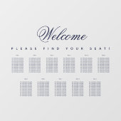 11 Tabel Zetel Transparante Blauw script Raamsticker (Vel)