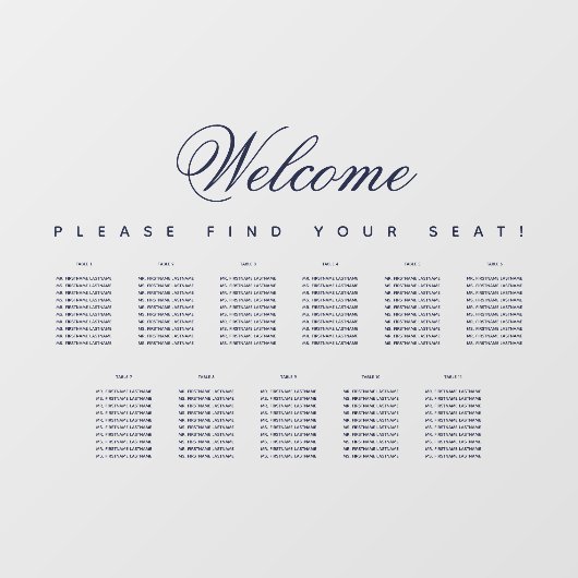 11 Tabel Zetel Transparante Blauw script Raamsticker (Vel)