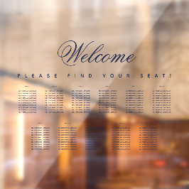 11 Tabel Zetel Transparante Blauw script Raamsticker