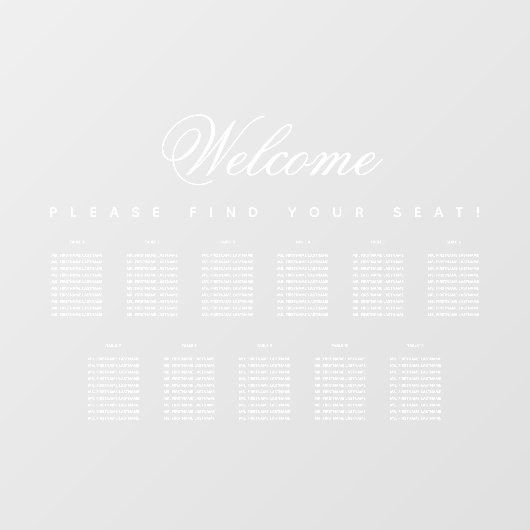 11 Tabel Zitting Grafiek Wit Script Transparant Raamsticker (Vel)