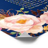 11 Tables Wedding Seating Chart | Navy Blue Floral Poster (Hoek)