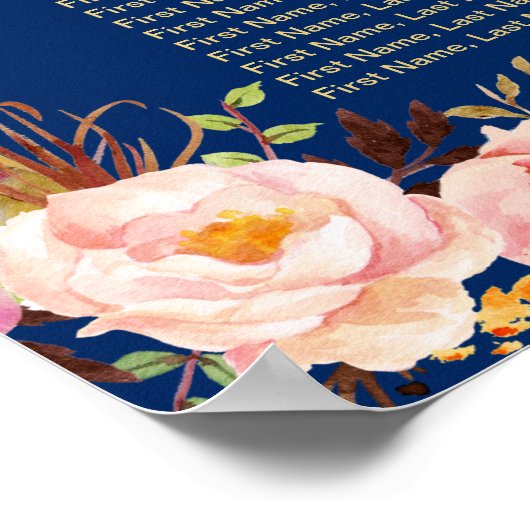 11 Tables Wedding Seating Chart | Navy Blue Floral Poster (Hoek)