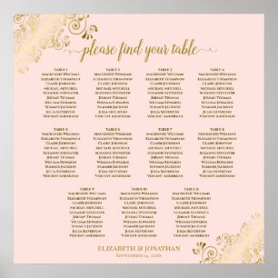 11 Tafel-bruiloft-zitje Blush Pink & Gold Poster
