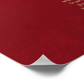11 Tafel-bruiloft-zittingskaart Crimson Red & Gold Poster (Hoek)