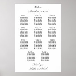 11 Tafel Elegante Minimalistische Zitplaatskaart Poster