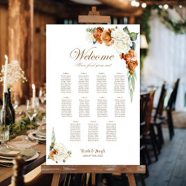 11 Tafel gebrande Sinaasappel Witte Bloemen Zittin Poster