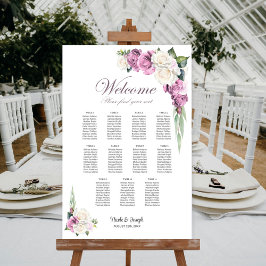 11 Tafel Roze Witte Roos Bloemen Zitting Grafiek Poster