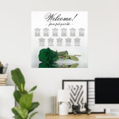 11 Tafel Smaragdgroen Roos Trouwstoelen Plattegron Poster (Thuiskantoor)