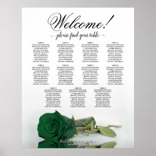 11 Tafel Smaragdgroene Roos Huwelijkszitplaatskaar Poster