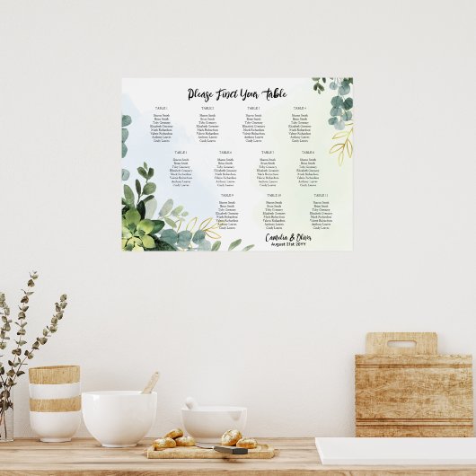 11 Tafel Trouwlocatie Zitplaatsindeling Groene pla Poster (Keuken)