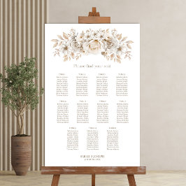 11 Tafel Wit Bloemen Bruiloft Zitkaarten Poster