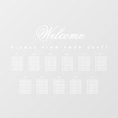 11 Tafel Zitplaatskaart Wit Script Transparant  Raamsticker (Vel)