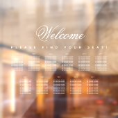 11 Tafel Zitplaatskaart Wit Script Transparant  Raamsticker (Vel 2)