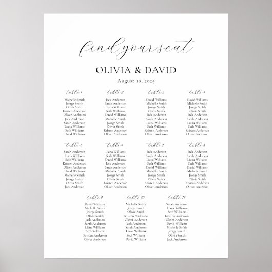 11 Tafels Eenvoudig Onze Favoriete Mensen Zittings Poster (Voorkant)