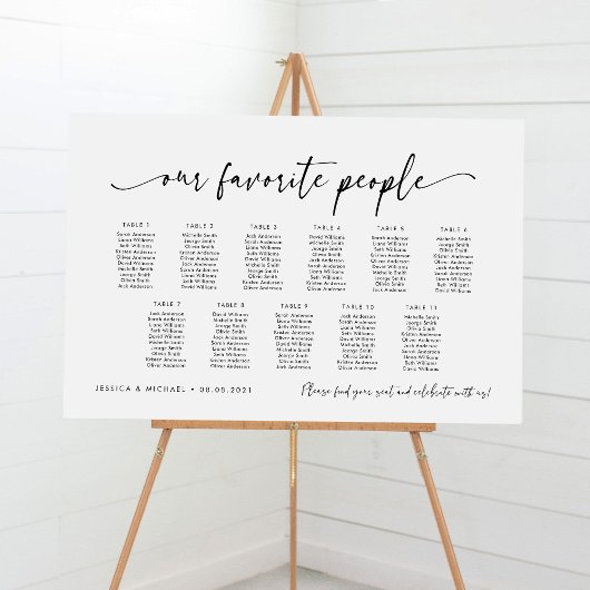 11 Tafels Onze favoriete Mensen Zitschema Plan Poster