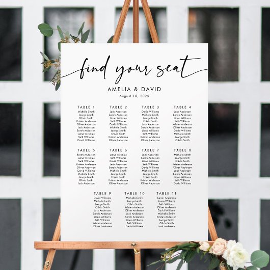11 Tafels Vind Uw Plaats Stoelenkaart Poster