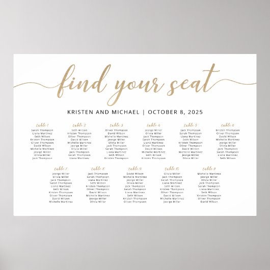 11 Tafels Vind uw zitplaatskaart plan Poster (Voorkant)