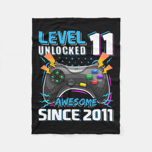 11 Unlocked Geweldige 2011 Videospel 11e Verjaarda Fleece Deken (Voorkant)