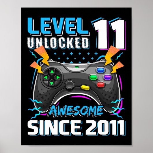 11 Unlocked Geweldige 2011 Videospel 11e Verjaarda Poster (Voorkant)