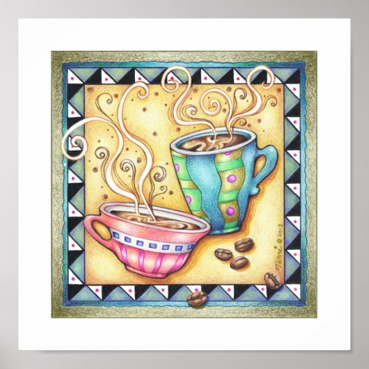 11"x11" POSTER - COOLE BONEN! Koffie Kunst (Voorkant)