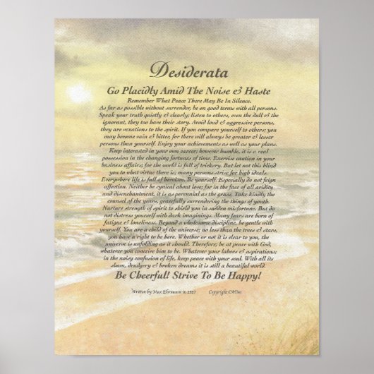 11 x 14 Desiderata Poster op de Golden Ocean Sunse (Voorkant)