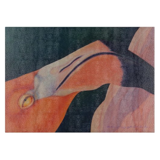 11 x 8 inch Glazen Flamingo Cutting Board Snijplank (Voorkant)