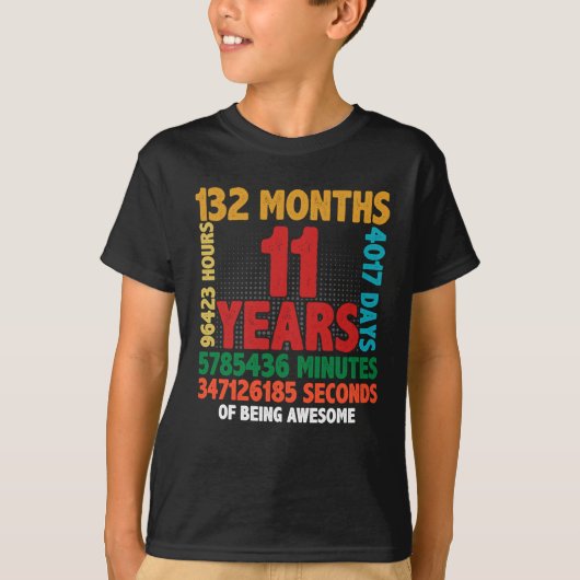 11 Year Of Being Awesome 11th Birthday Gift T-shirt (Voorkant)