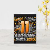 11 Year Old For Boys 11th Birthday Boy 11 Year Old Kaart (Gele Bloem)