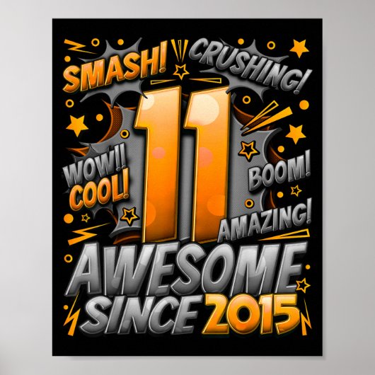 11 Year Old For Boys 11th Birthday Boy 11 Year Old Poster (Voorkant)