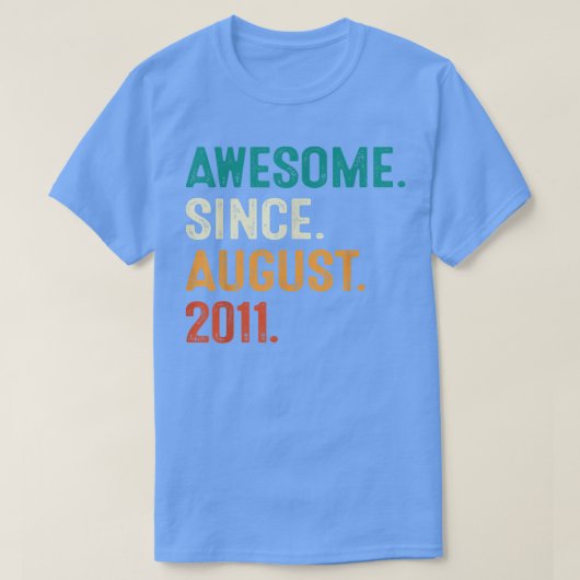11 Year Old Gift Awesome Since August 2011 11th Bi T-shirt (Design voorkant)