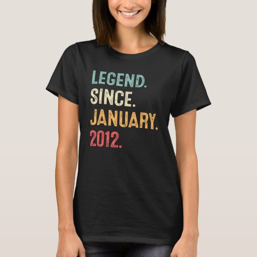 11 Year Old  Legend Since January 2012 11th Birthd T-shirt (Voorkant)