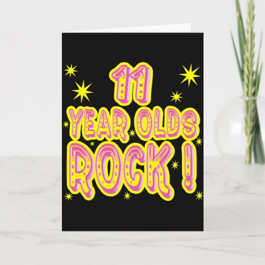11 Year Olds Rock! (Roze) Wenskaart Kaart (Voorkant)