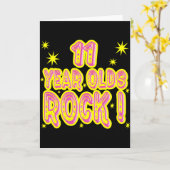 11 Year Olds Rock! (Roze) Wenskaart Kaart (Gele Bloem)