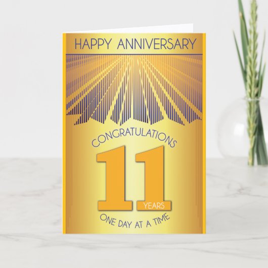 11 Year Sober Anniversary | Golden Ray 12 Step  Kaart (Voorkant)