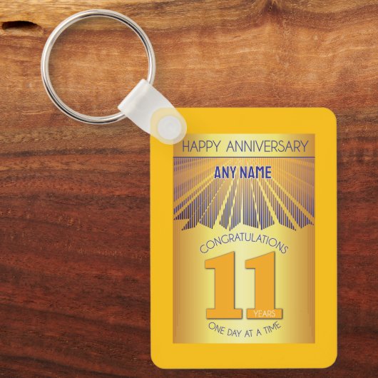 11 Year Sober Anniversary | Golden Ray 12 Step Sleutelhanger (Voorkant)