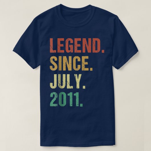 11 Years Old Gifts Legend Since July 2011 11th Bir T-shirt (Design voorkant)