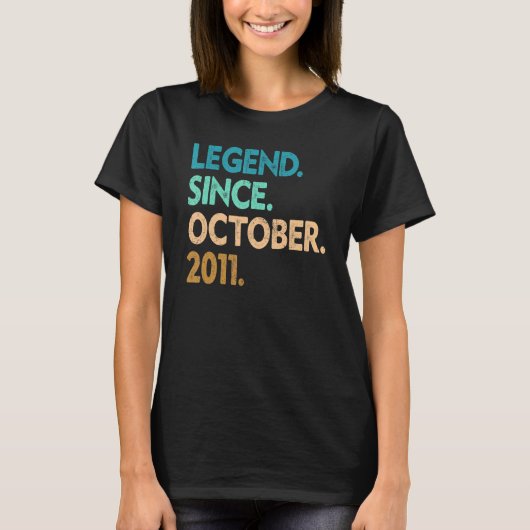 11 Years Old Legend Since October 2011 11th Birth T-shirt (Voorkant)