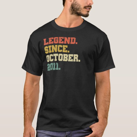 11 Years Old Legend Since October 2011 11th Birth T-shirt (Voorkant)