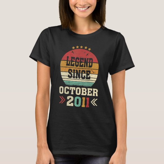 11 Years Old Legend Since October 2011 11th Birth T-shirt (Voorkant)