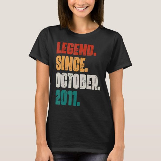 11 Years Old Legend Since October 2011 11th Birth T-shirt (Voorkant)