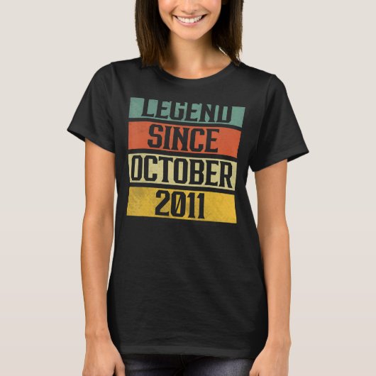 11 Years Old Legend Since October 2011 11th Birth T-shirt (Voorkant)
