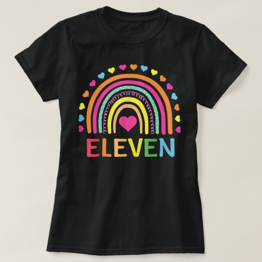 11 Years Old Rainbow 11th Birthday Gift For Girls  T-shirt (Design voorkant)
