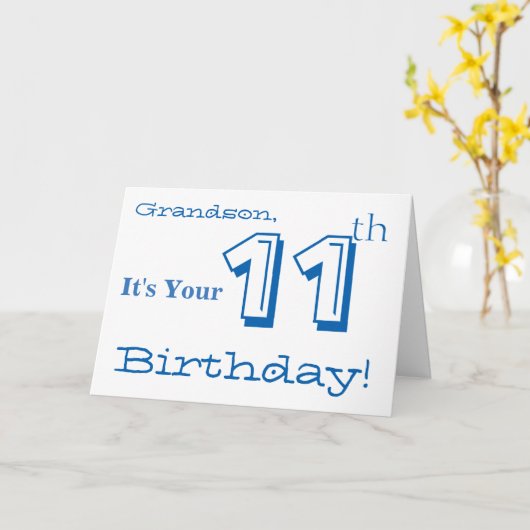 11de de verjaardagsgroet van de kleinzoon in blauw kaart (Gele Bloem)