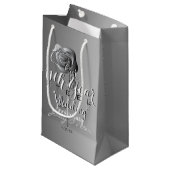 11de huwelijksverjaardag met stalen roos klein cadeauzakje (Voorkant Gekanteld)